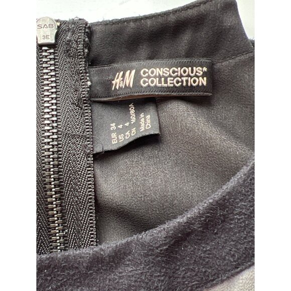 H&M Conscious Collection Fit & Flare Dress Size 4 Black & Gray Sleeveless - Picture 3 of 5